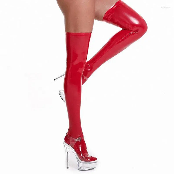LacyMate™ Latex Thigh Highs - Red Lavah Intimates