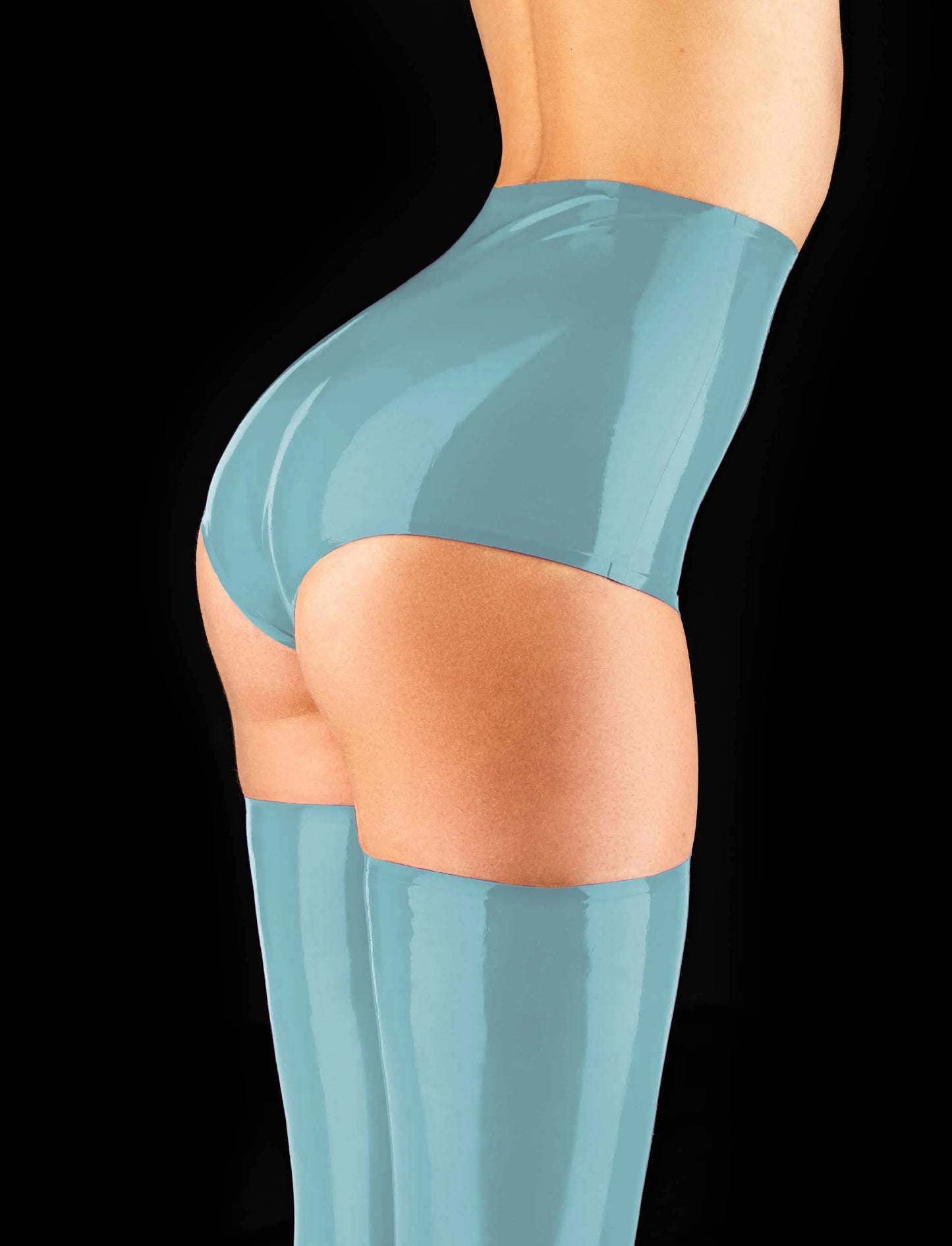 Latex Blue Hot Pant Honey Birdette