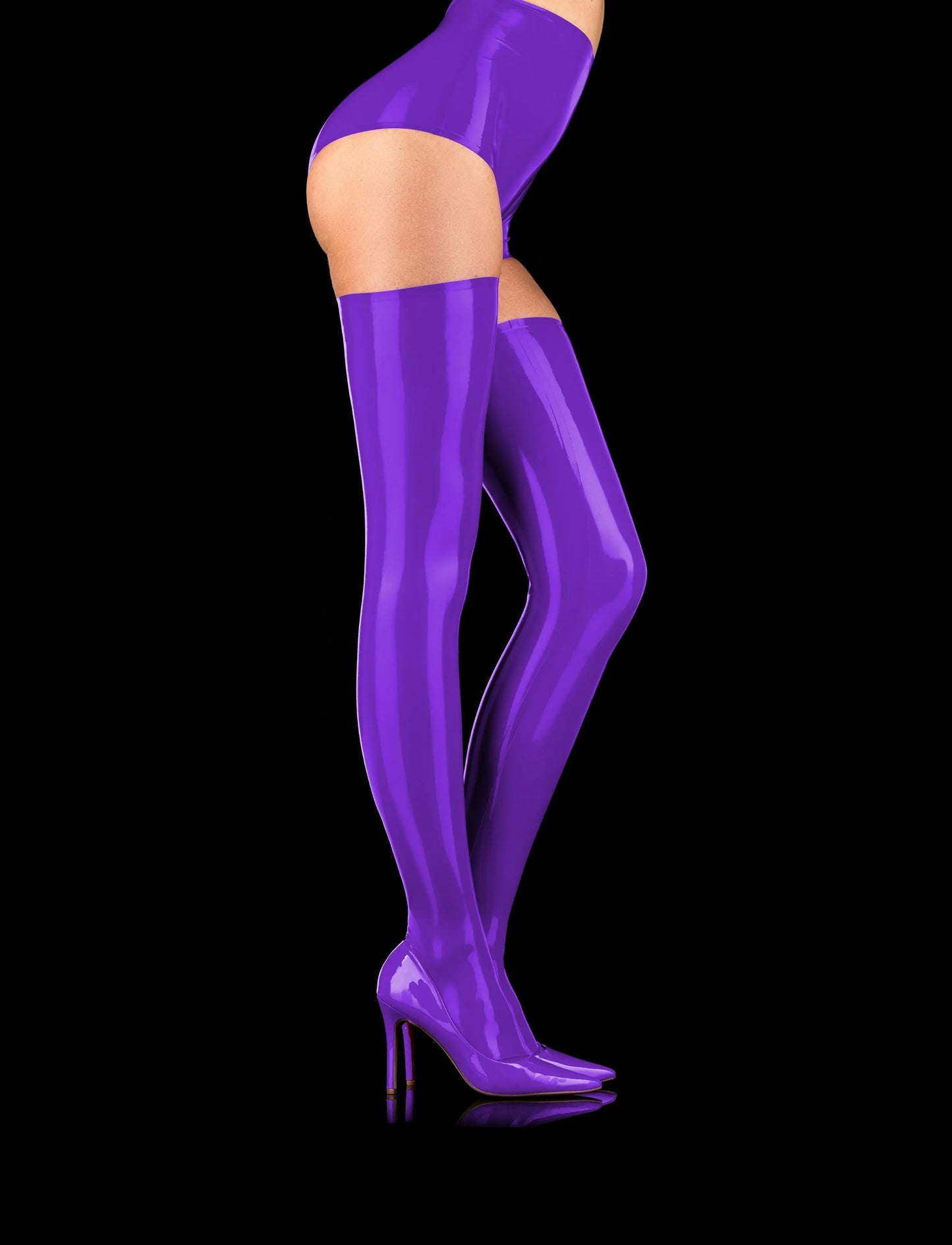 LacyMate™ Purple Latex Thigh Highs Honey Birdette