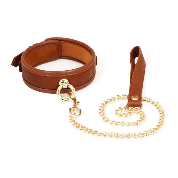 LacyMate™ Brown Leather Collar & Leash Lavah Intimates