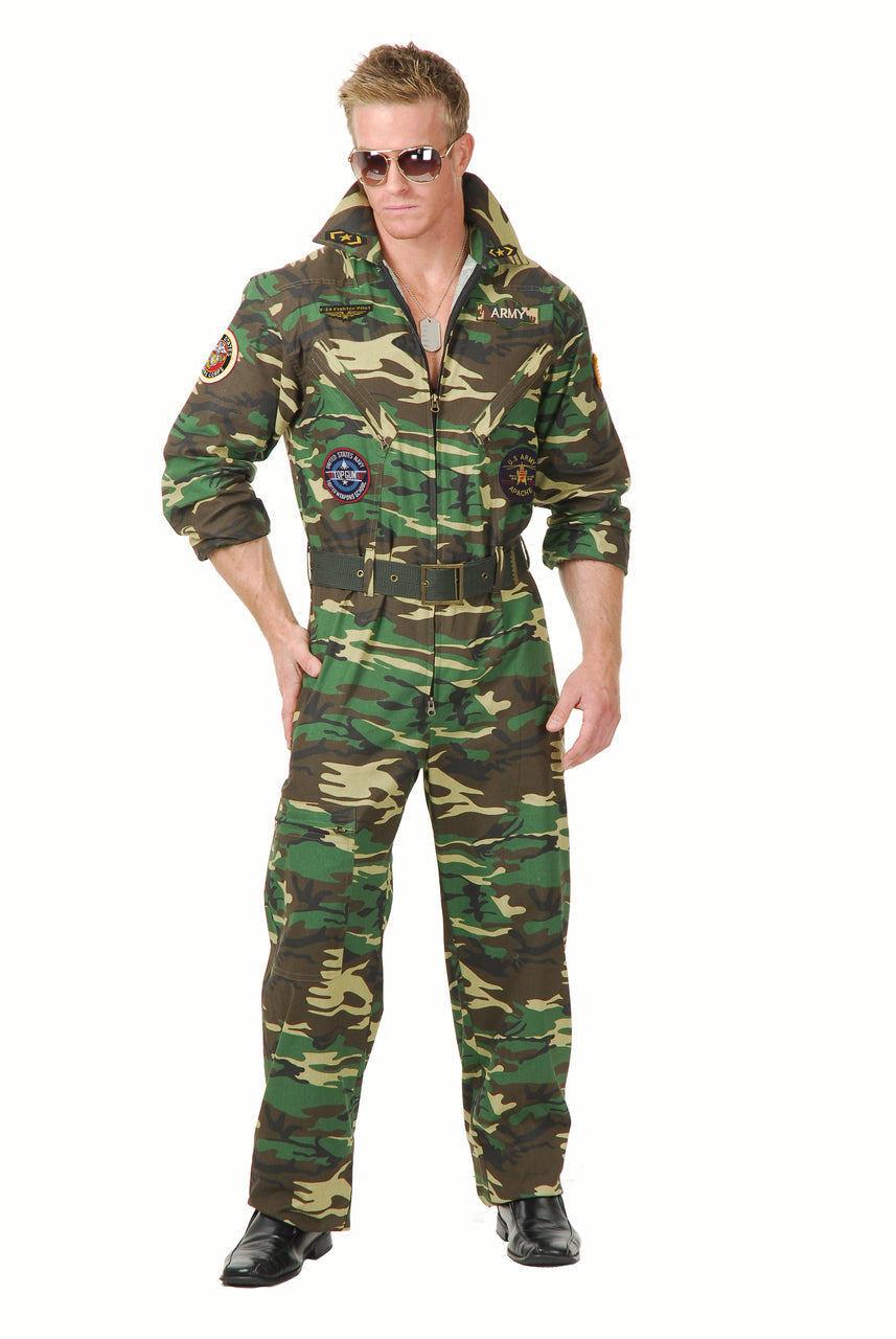 Top Gun Camo Jumpsuit Costume Charades
