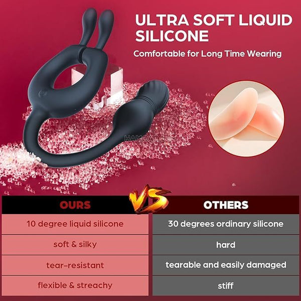 💥2026-4 IN 1 Bunny Massage, Male Sex Toy for Men Couples, 10 Vibrations x 10 Thrustions Remote Control Nighty