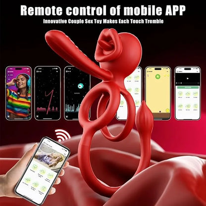 💥2026, Sensiring - 3-in-1 Vibrating Cock Ring With Tongue Licking Stimulator & App Control