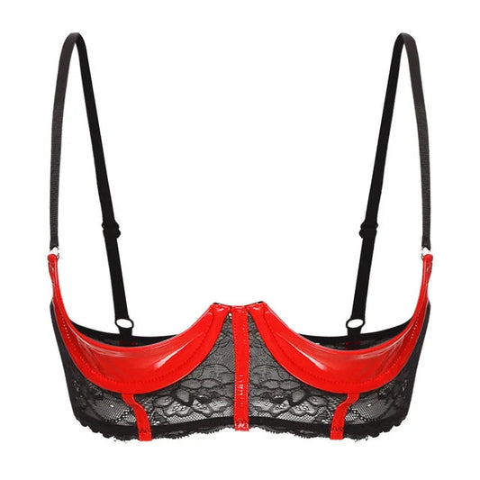 LacyMate™ Halter Red Open Bra GHALLAS