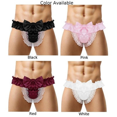 🔥 Funny Men 2025 🔥 Satin Bikini G-String Thong Sissy See-through Panties