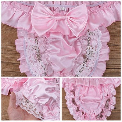 🔥 Funny Men 2025 🔥 Satin Bikini G-String Thong Sissy See-through Panties