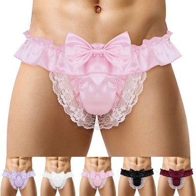 🔥 Funny Men 2025 🔥 Satin Bikini G-String Thong Sissy See-through Panties
