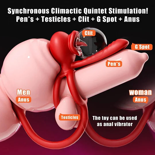 💥2026, Sensiring - 3-in-1 Vibrating Cock Ring With Tongue Licking Stimulator & App Control Nighty