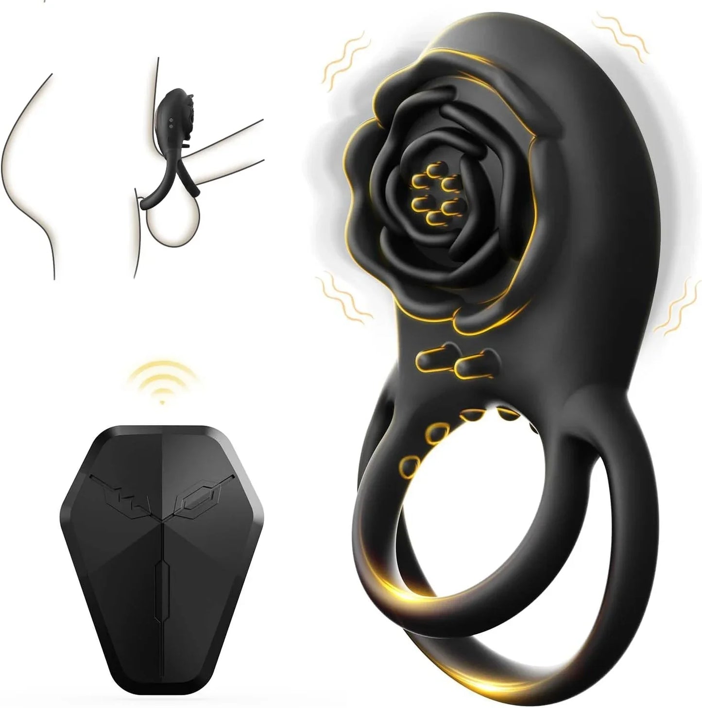 💥2026, Rose Clit Stmulator & Vibrating Cock Ring Sex Toy For Couples