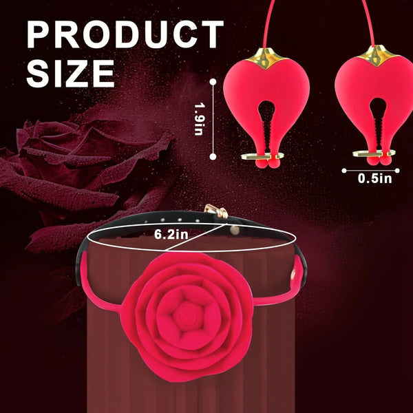 💥2026, Floriss - Rose Nipple Clamp Toys, 2 In 1 Adjustable Rose Necklace Mouth Gag Nighty
