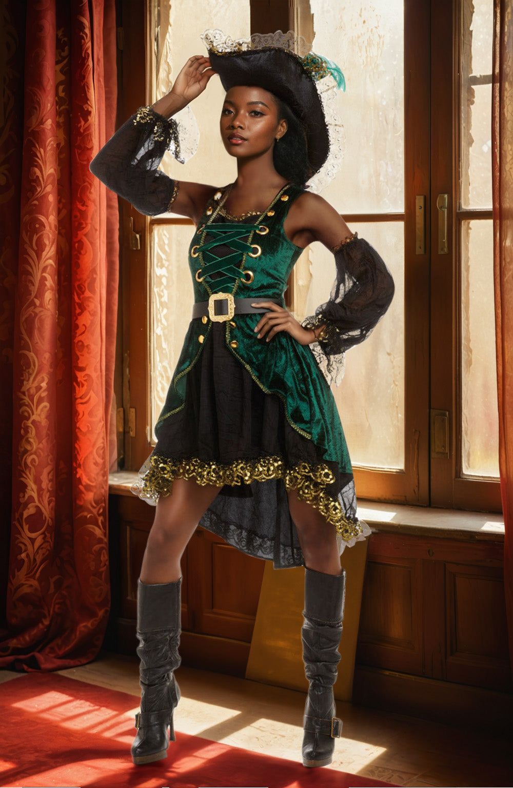 Emerald Pirate Costume Dreamgirl