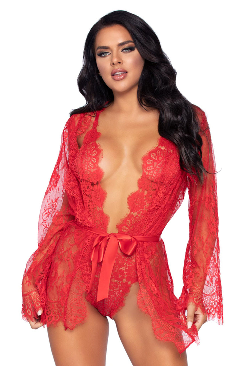 Lace Teddy and Robe Set