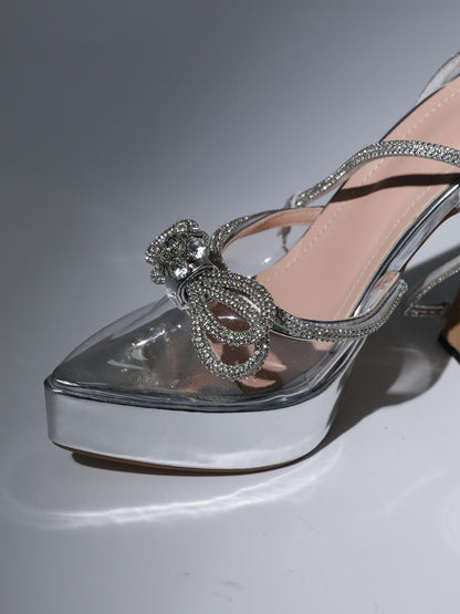 Crystal Heels In Silver (made to order)