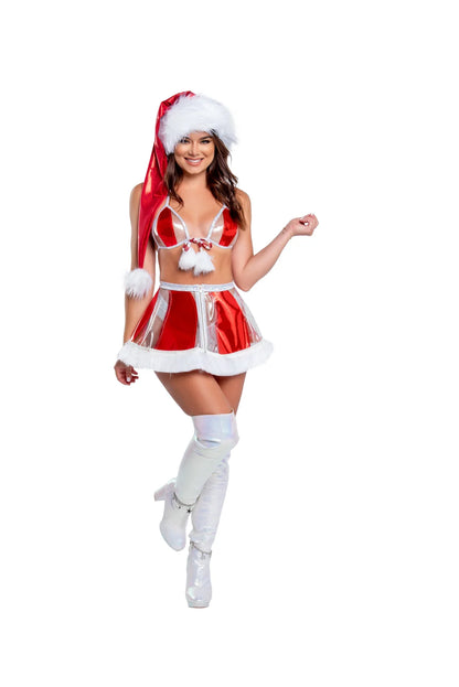 Vinyl and Fur Trimmed Skater Skirt