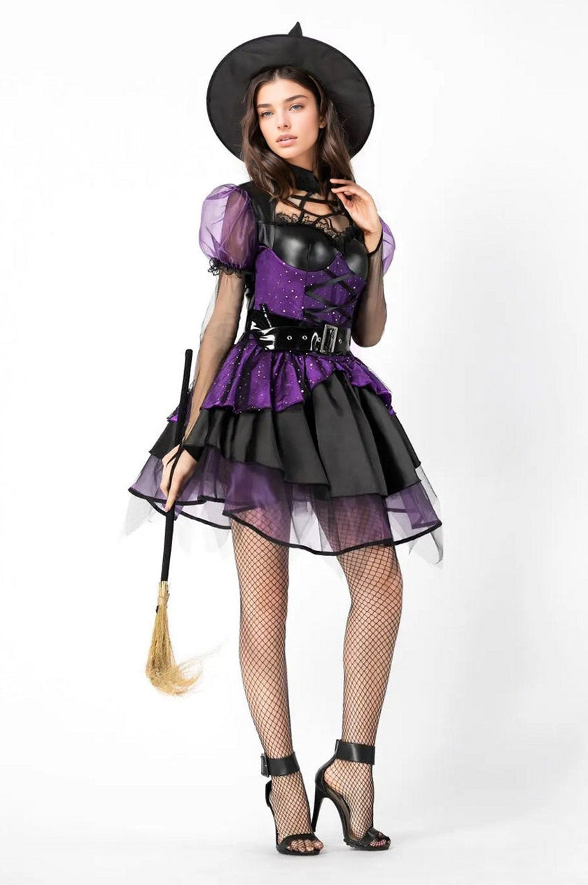 Purple Pentagram Witch Halloween Costume Silea