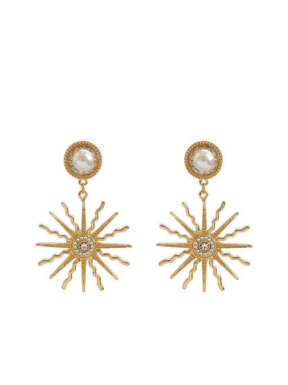 Evelina Pearl Sun Earrings