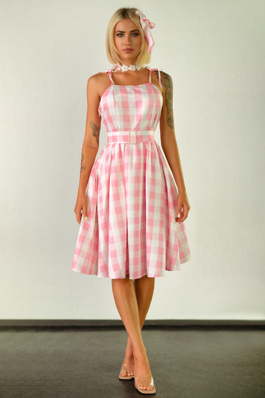 Pink Gingham Barbie Costume Dress Fairy Costumes