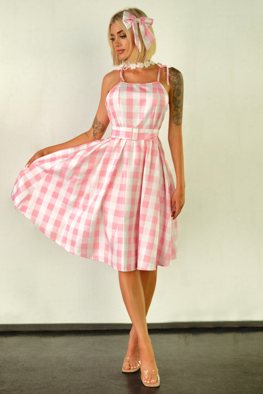 Pink Gingham Barbie Costume Dress Fairy Costumes