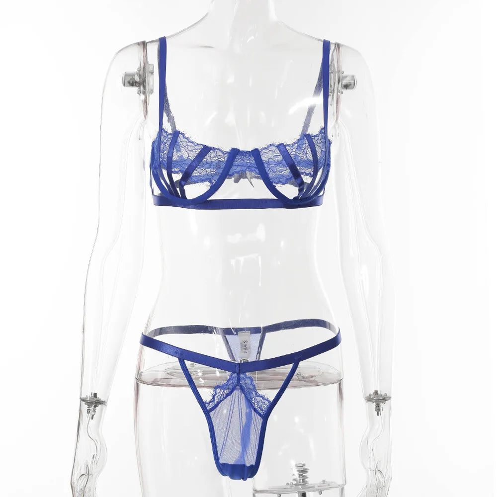 Ellolace Lingerie Set Women's Underwear Set Push up Hollow Out Bra Set Transparent Bralette Erotic Lingerie Female Underwear Set LACYMATE®