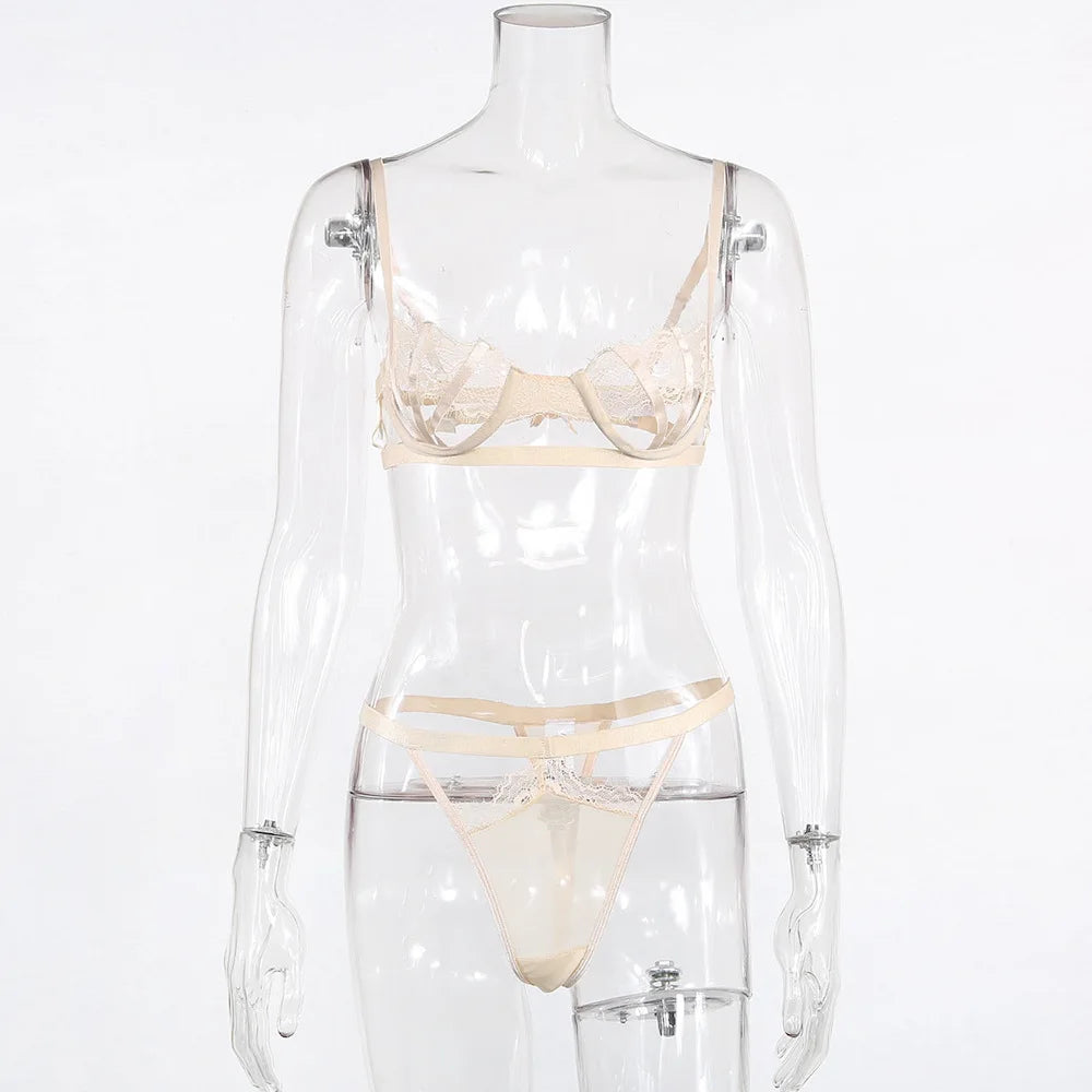 Ellolace Lingerie Set Women's Underwear Set Push up Hollow Out Bra Set Transparent Bralette Erotic Lingerie Female Underwear Set LACYMATE®