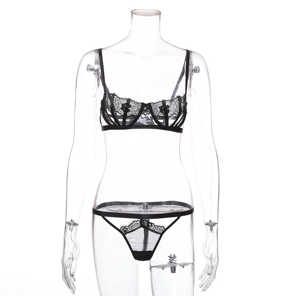 Ellolace Lingerie Set Women's Underwear Set Push up Hollow Out Bra Set Transparent Bralette Erotic Lingerie Female Underwear Set LACYMATE®