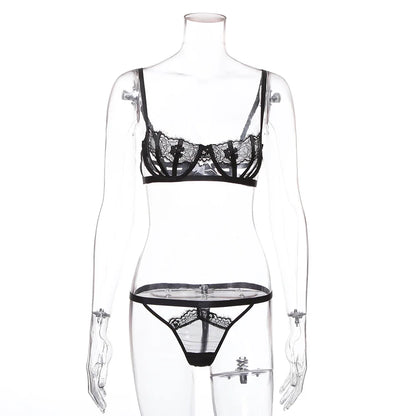 Ellolace Lingerie Set Women's Underwear Set Push up Hollow Out Bra Set Transparent Bralette Erotic Lingerie Female Underwear Set LACYMATE®