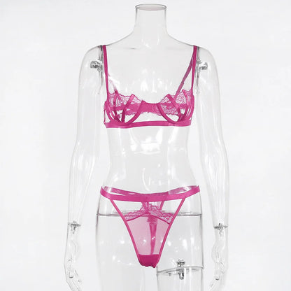 Ellolace Lingerie Set Women's Underwear Set Push up Hollow Out Bra Set Transparent Bralette Erotic Lingerie Female Underwear Set LACYMATE®