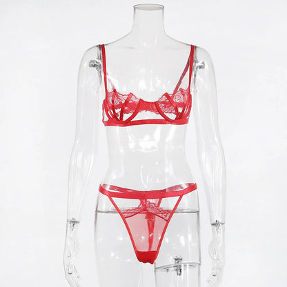 Ellolace Lingerie Set Women's Underwear Set Push up Hollow Out Bra Set Transparent Bralette Erotic Lingerie Female Underwear Set LACYMATE®