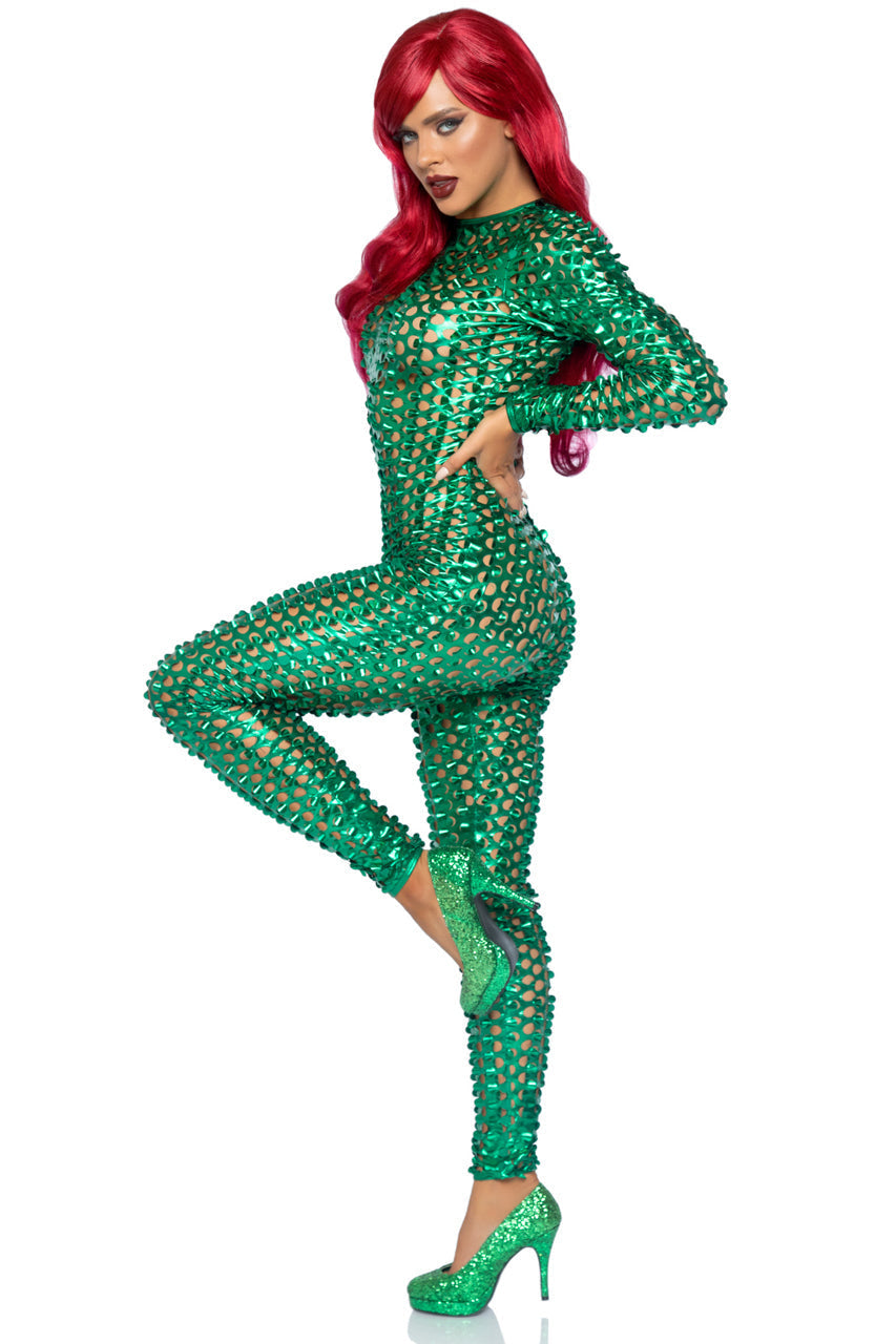 Laser Cut Metallic Catsuit Costume Leg Avenue