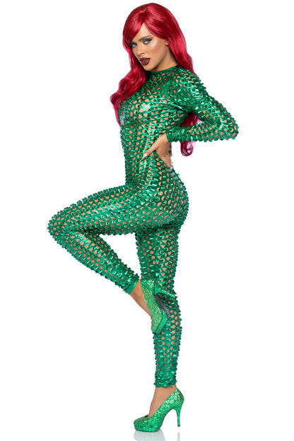 Laser Cut Metallic Catsuit Costume Leg Avenue