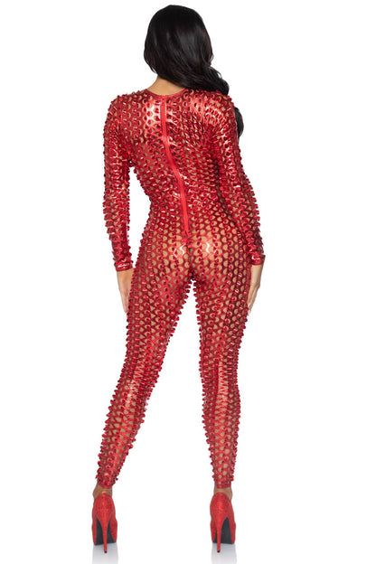 Laser Cut Metallic Catsuit Costume Leg Avenue