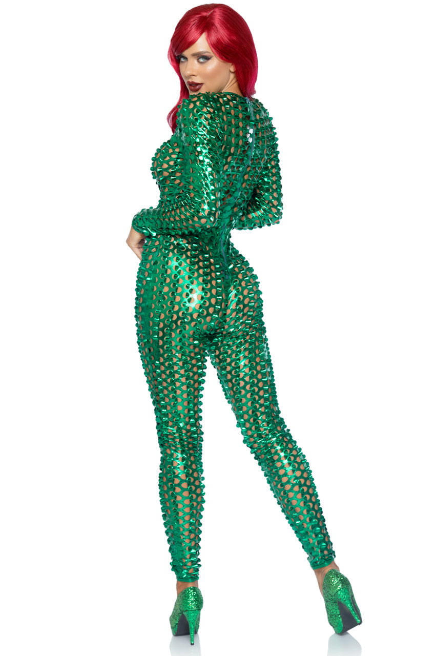 Laser Cut Metallic Catsuit Costume Leg Avenue