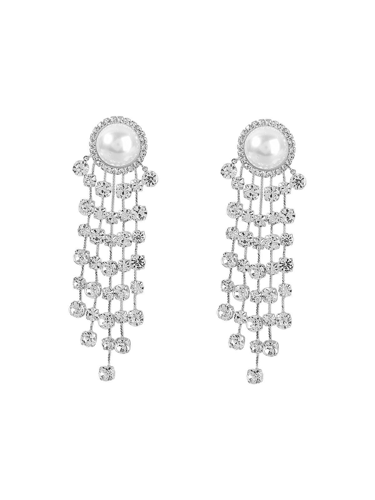 Leta Pearl Crystal Tassel Earrings