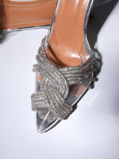 Lumi Crystal Embellished Sandals In Silver (made to order)