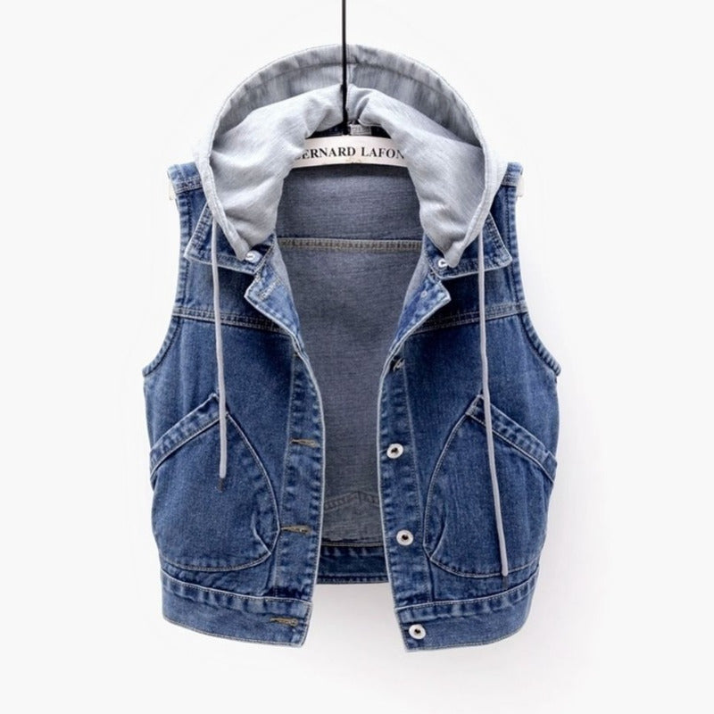 Hooded Denim Vest