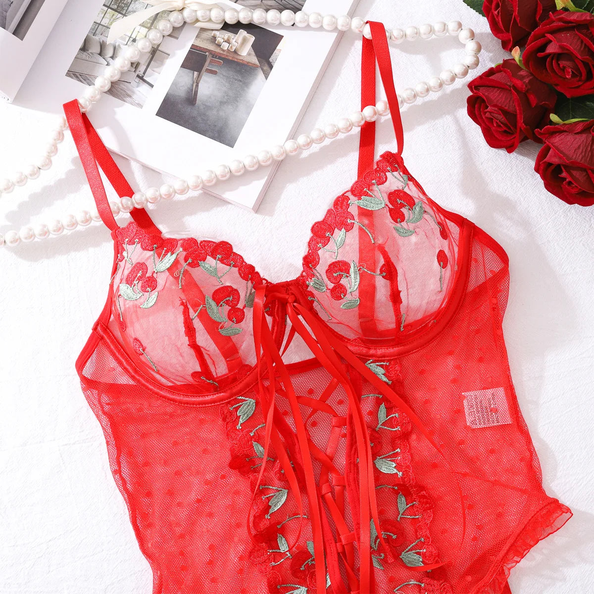 Ellolace Valentine Bodysuit Lingerie Red Lace Body Sissy Open Crotch LACYMATE Ellolace Valentine Bodysuit Lingerie Red Lace Body Sissy Open Crotch LACYMATE