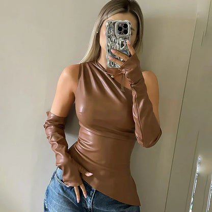 Leather Shoulder Top