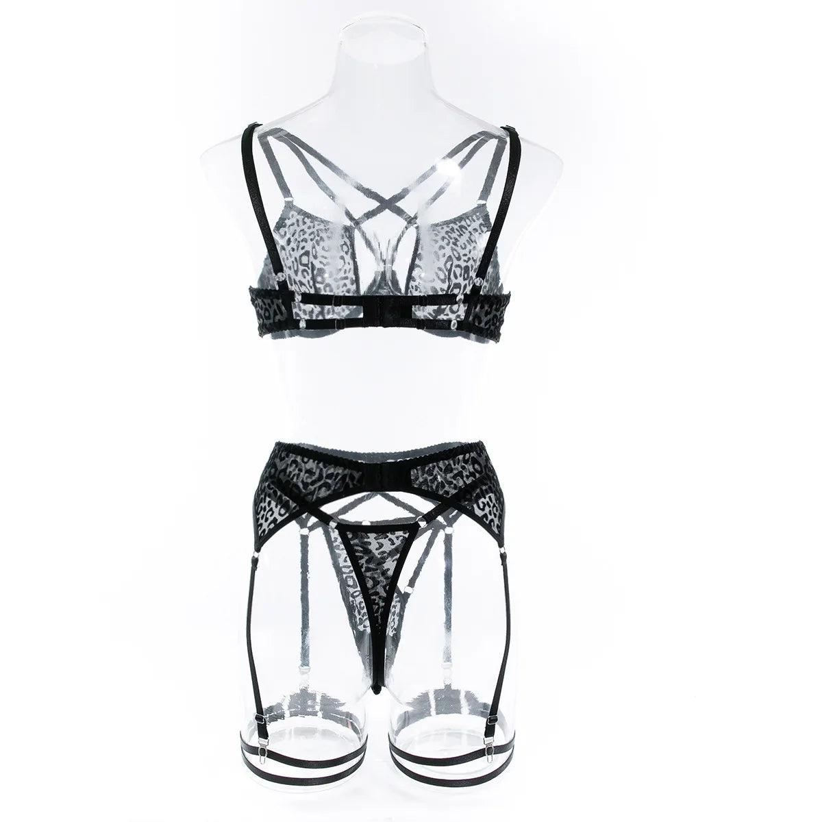 Ellolace Leopard Velvet Lingerie Sensual Cross Bra Kit Push Up See Through Sexy Outfits Sissy Exotic Sets Fancy Bilizna Set LACYMATE®