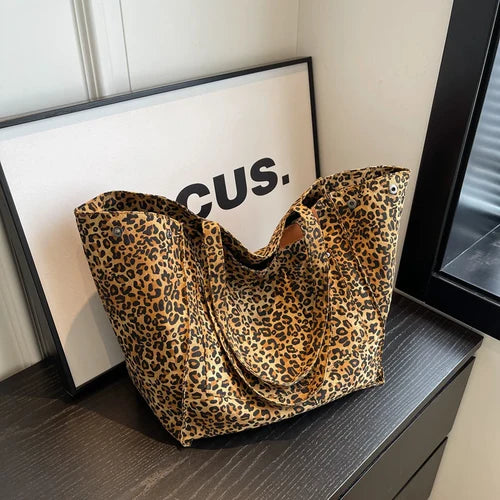 Oversized Leopard Print Shoulder Bag