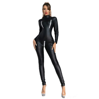 Leather Jumpsuit with Zippers