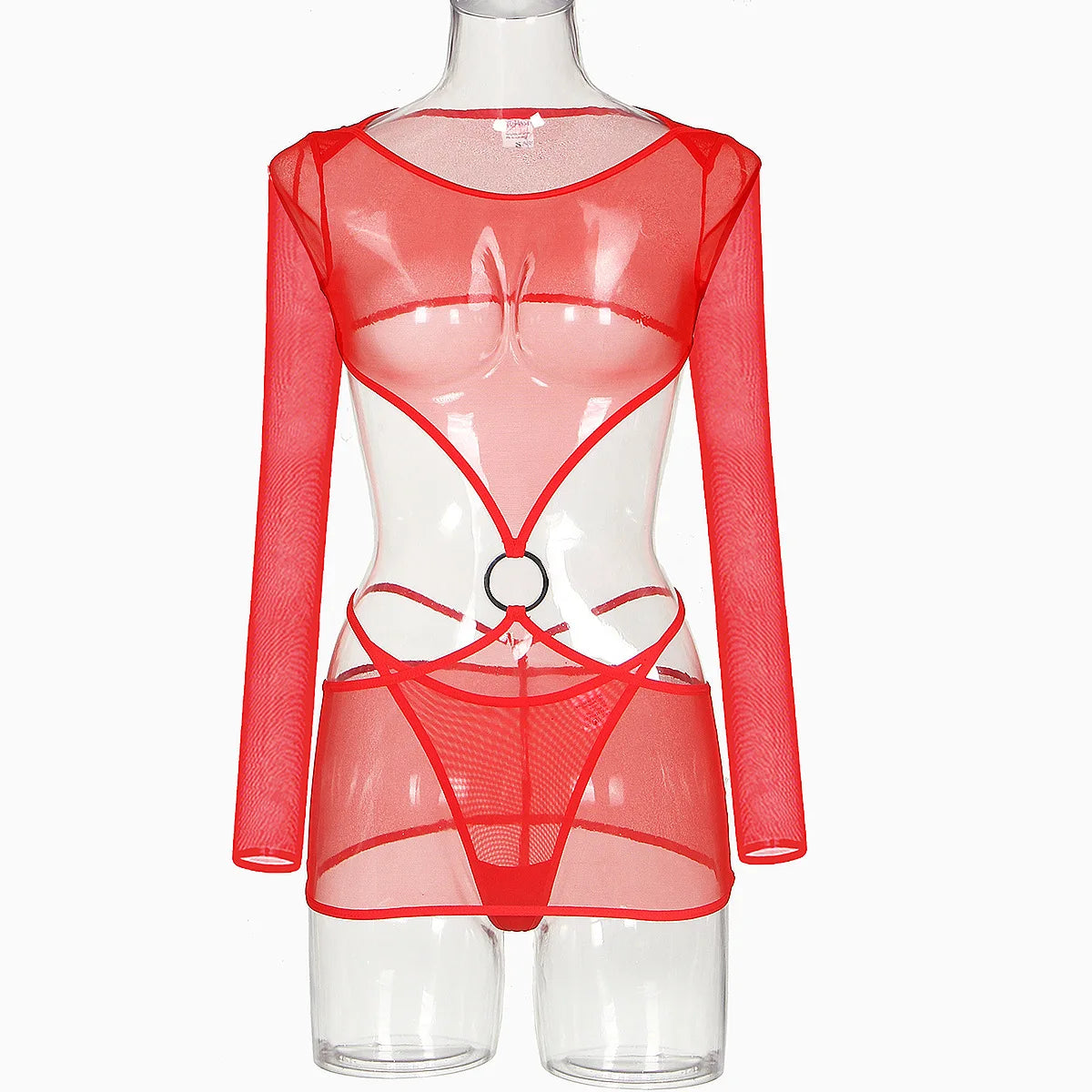 Sensual Lingerie Transparent Babydoll Sheer Mesh Cutout Waist Dress LACYMATE Sensual Lingerie Transparent Babydoll Sheer Mesh Cutout Waist Dress LACYMATE