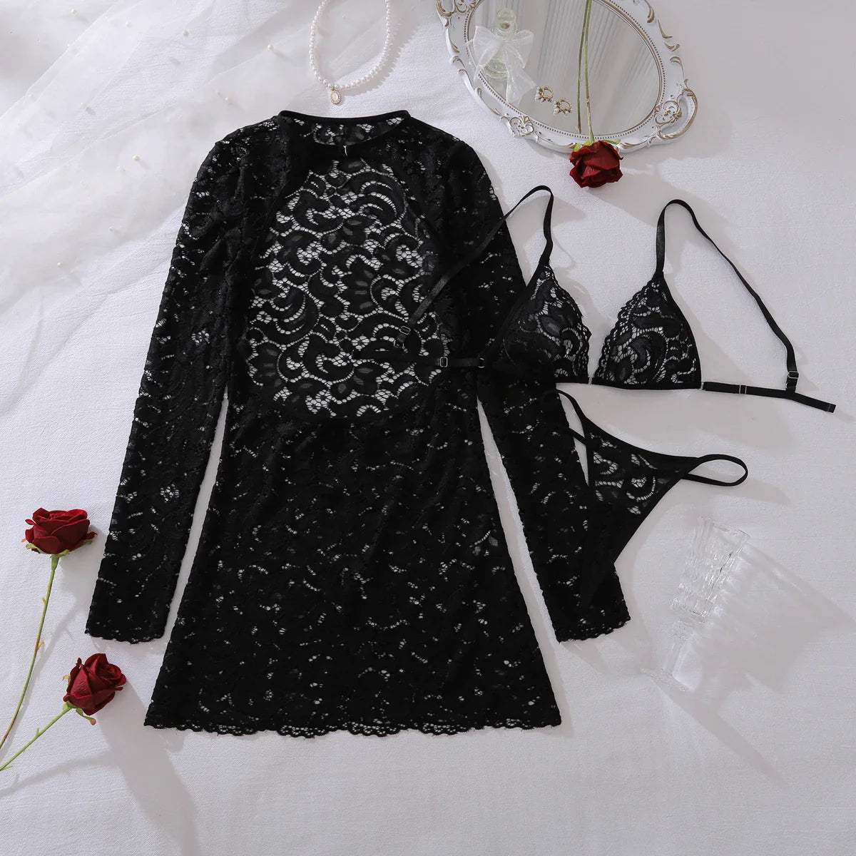💋BEST WINTER 2025💋 Midnight Lace Nightdress Set Allure Station