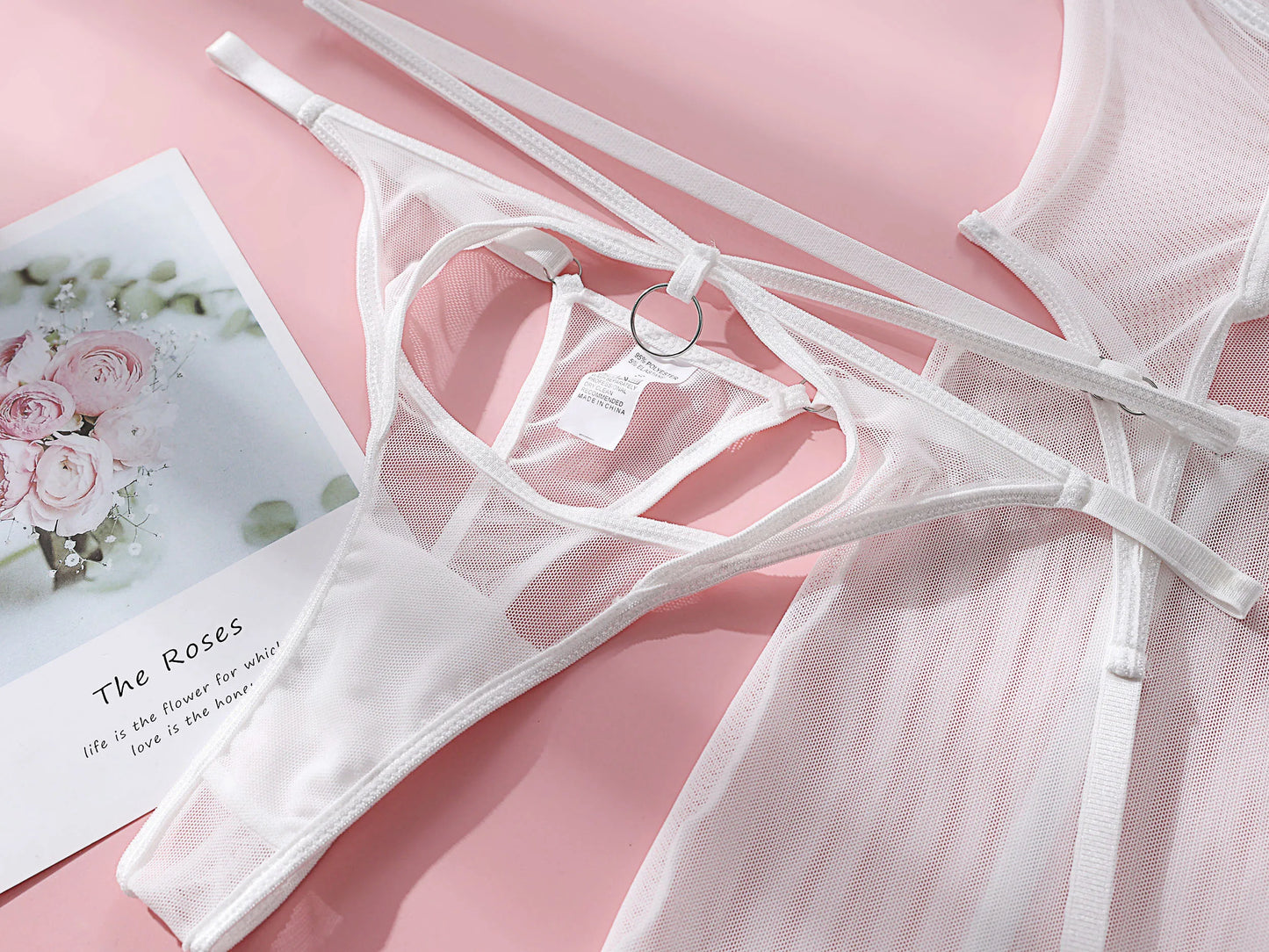 Ruffle Erotic Lingerie Transparent Lace Fancy Underwear Lifting Bolt Sensual Outfit Sheer Mesh Sissy Exotic Sets