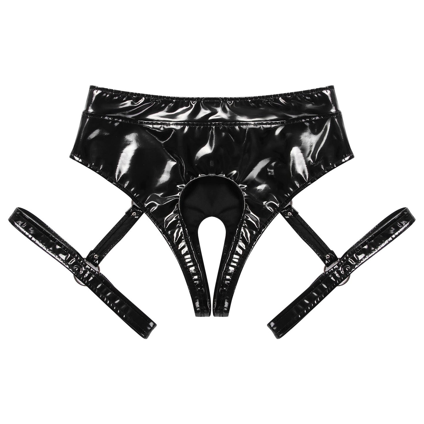 LacyMate™ Crotchless Garter Panties - Black