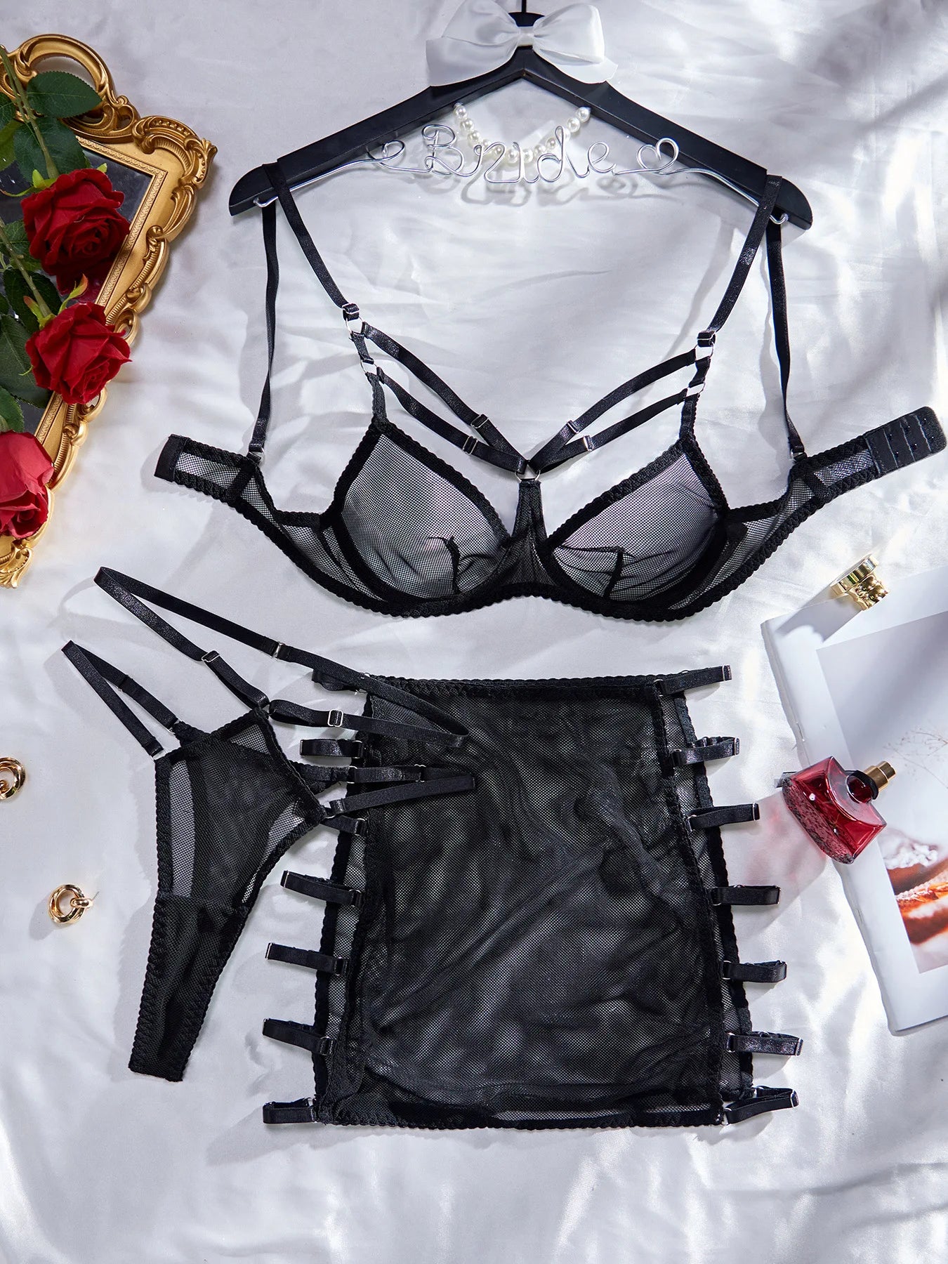 Ellolace Sexy Lingerie For Fine Women Hollow Sensual Onlyfans Underwear Transparent Bra Erotic Outfits Sheer See-Through Uniform