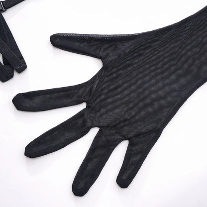 Sensual Lingerie Cut Out Bra Garter Lace Up Bandage Sissy Underwear 4-Piece Exotic Sets Transparent Mesh Intimate