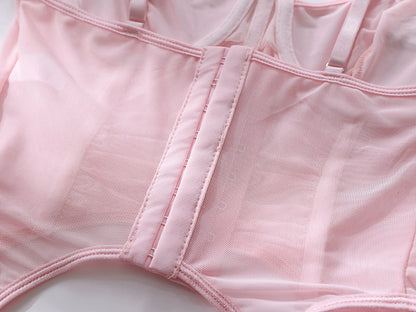 Ruffle Erotic Lingerie Transparent Lace Fancy Underwear Lifting Bolt Sensual Outfit Sheer Mesh Sissy Exotic Sets