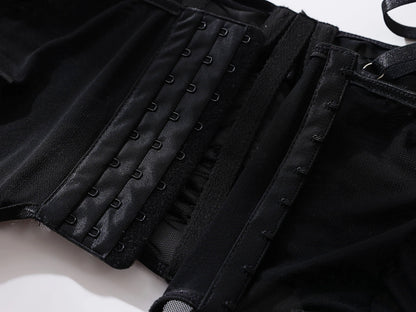 Ruffle Erotic Lingerie Transparent Lace Fancy Underwear Lifting Bolt Sensual Outfit Sheer Mesh Sissy Exotic Sets