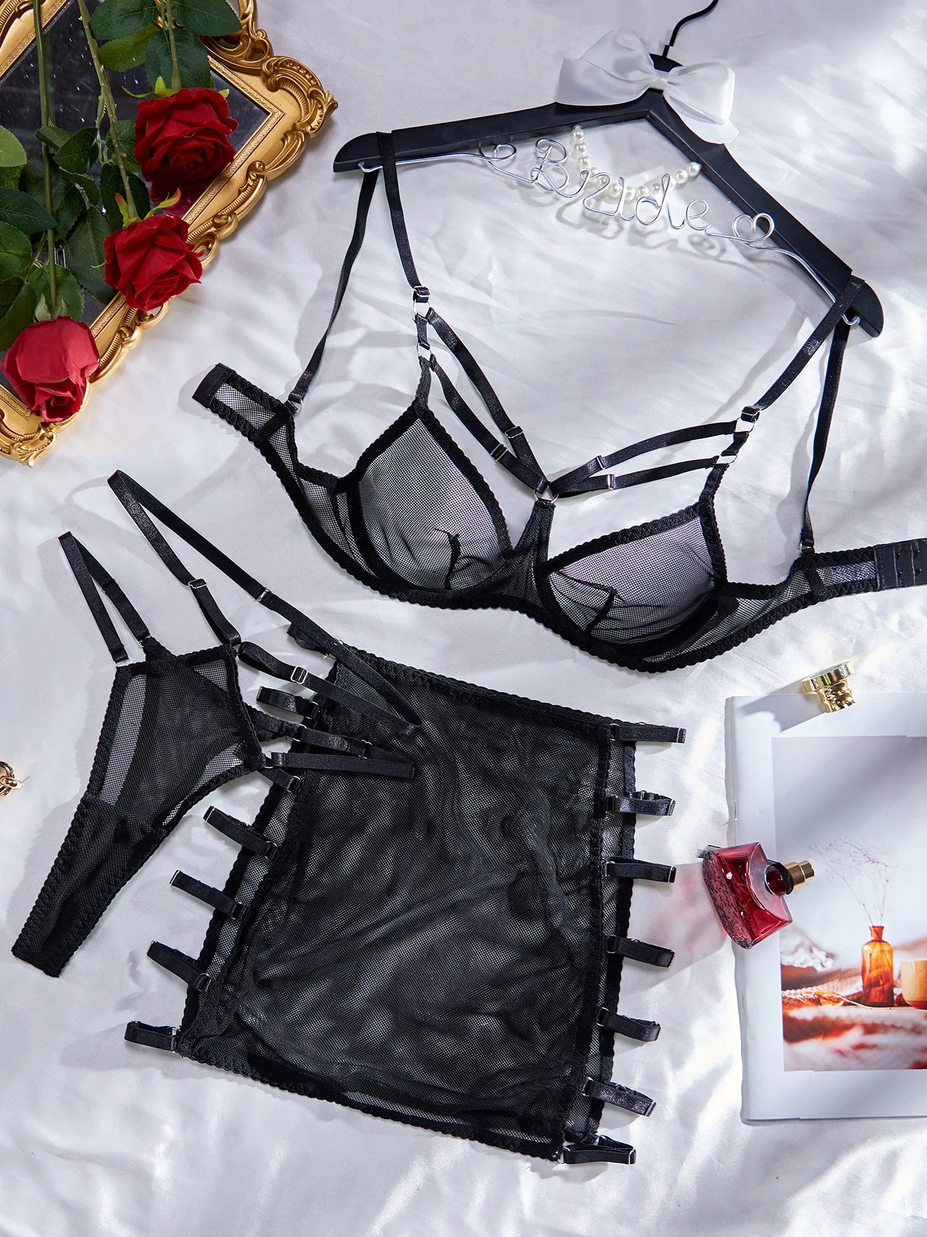 Ellolace Sexy Lingerie For Fine Women Hollow Sensual Onlyfans Underwear Transparent Bra Erotic Outfits Sheer See-Through Uniform