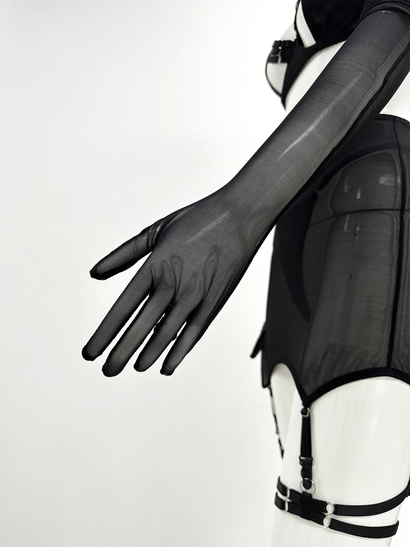 Sensual Lingerie Cut Out Bra Garter Lace Up Bandage Sissy Underwear 4-Piece Exotic Sets Transparent Mesh Intimate